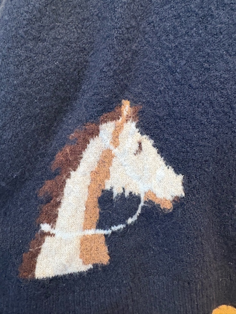 Vigoss Navy Blue Button-Up Cardigan with Horse Intarsia - Picture 9 of 11